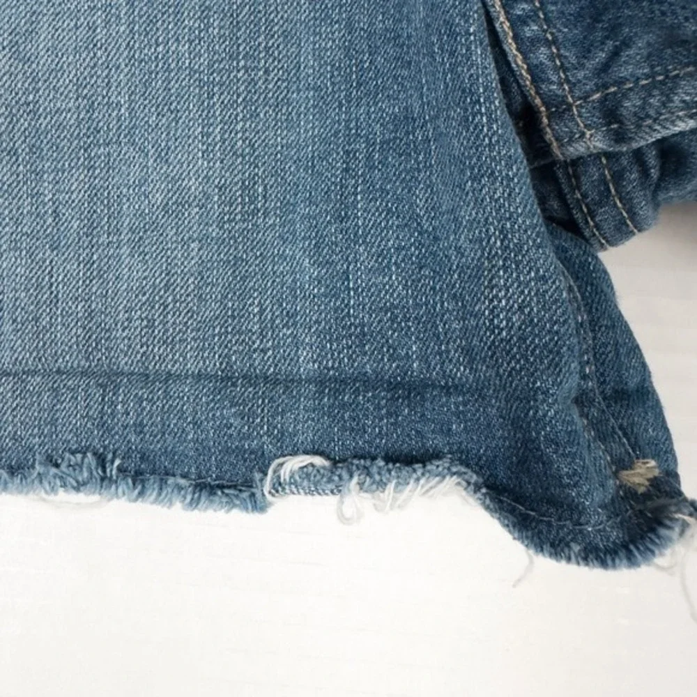 Levis 2014 Orange Tab Cut Off Jean Shorts Size 30 High Rise Raw Hem DIY Upcycled
